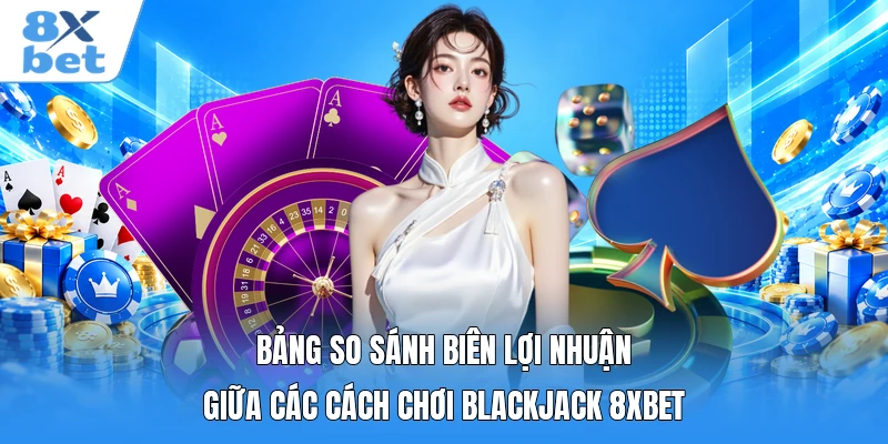 Bảng so sánh biên lợi nhuận giữa các cách chơi Blackjack 8XBET