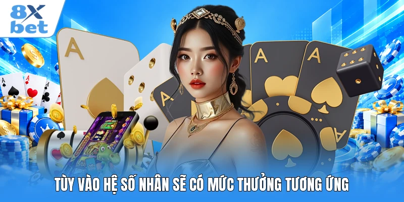 Tùy vào hệ số nhân sẽ có mức thưởng tương ứng